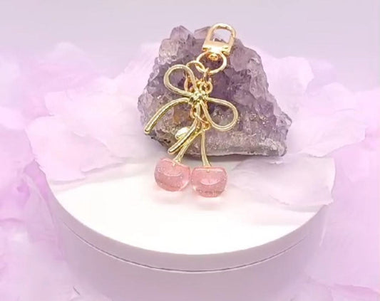 1pc Unisex Pink Cherry Shape Keychain