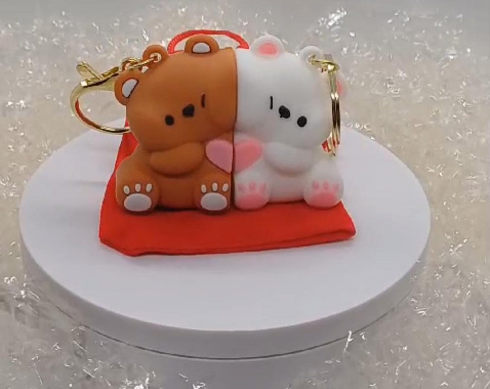 2 pieces keychain couple teddy bears lovers magnets